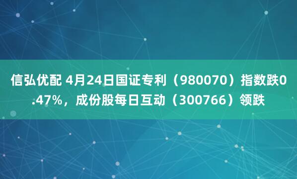 信弘优配 4月24日国证专利（980070）指数跌0.47%，成份股每日互动（300766）领跌